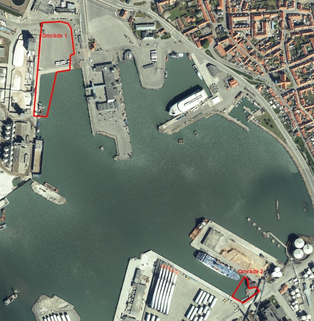 Midlertidige militære områder ved Rønne Havn maj 2026