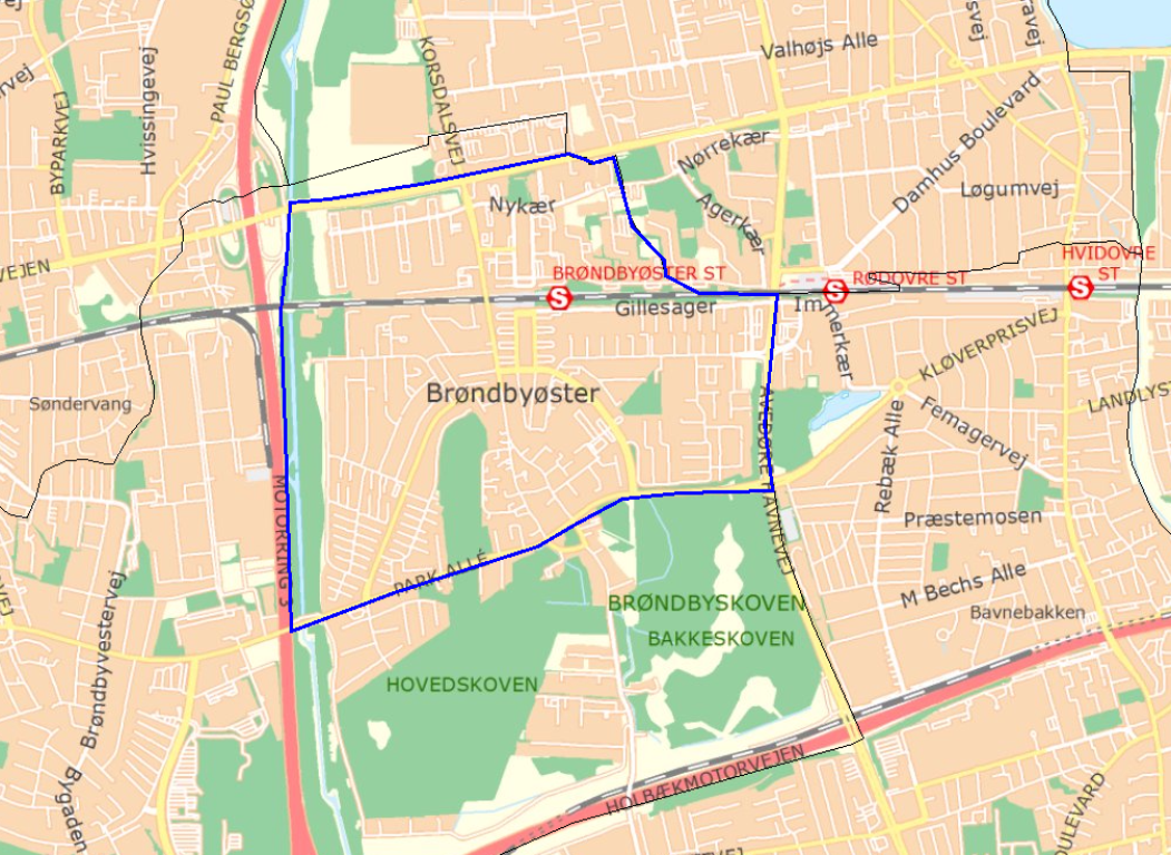 Kort: Visitationszone i dele af Brøndby