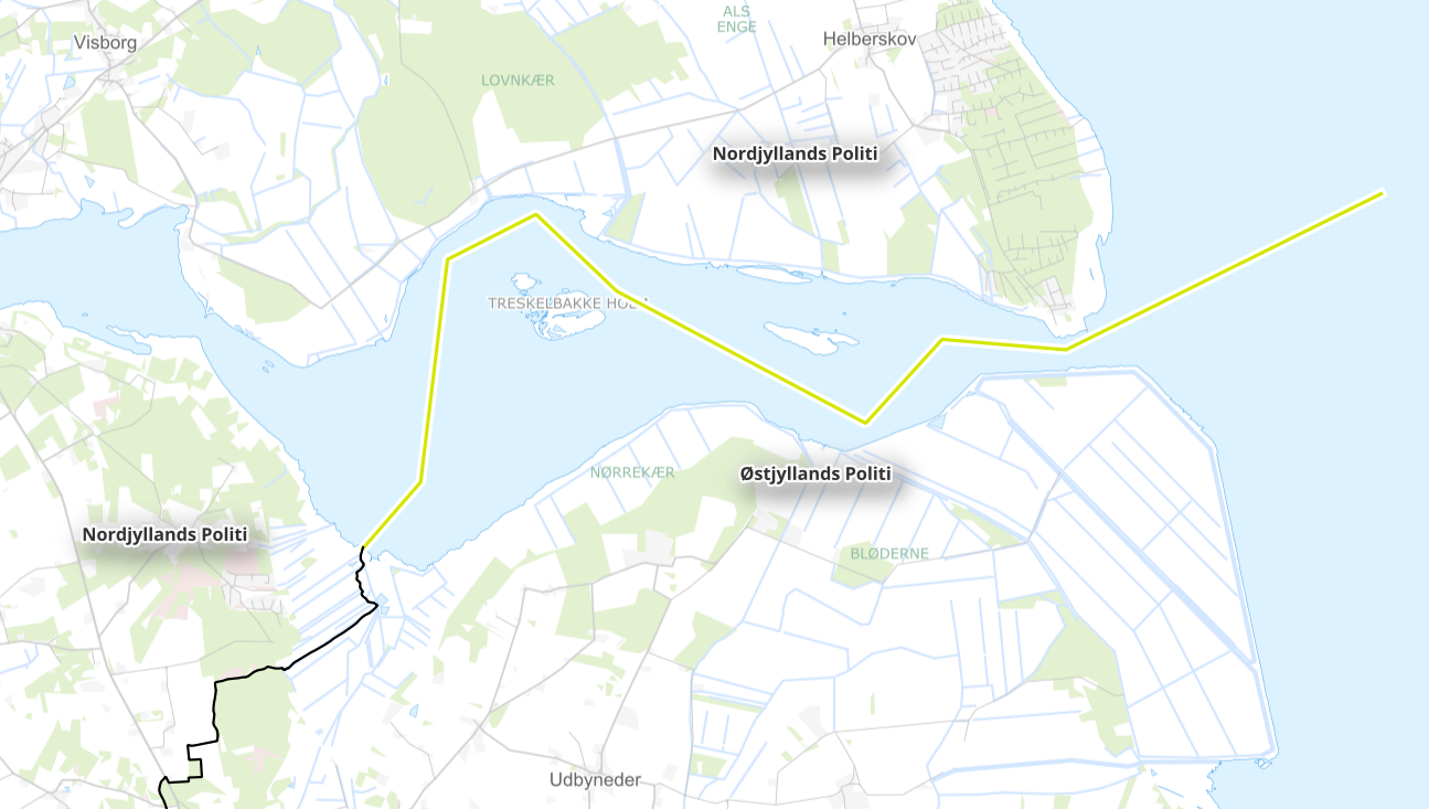 Politikredsgrænse i Mariager fjord
