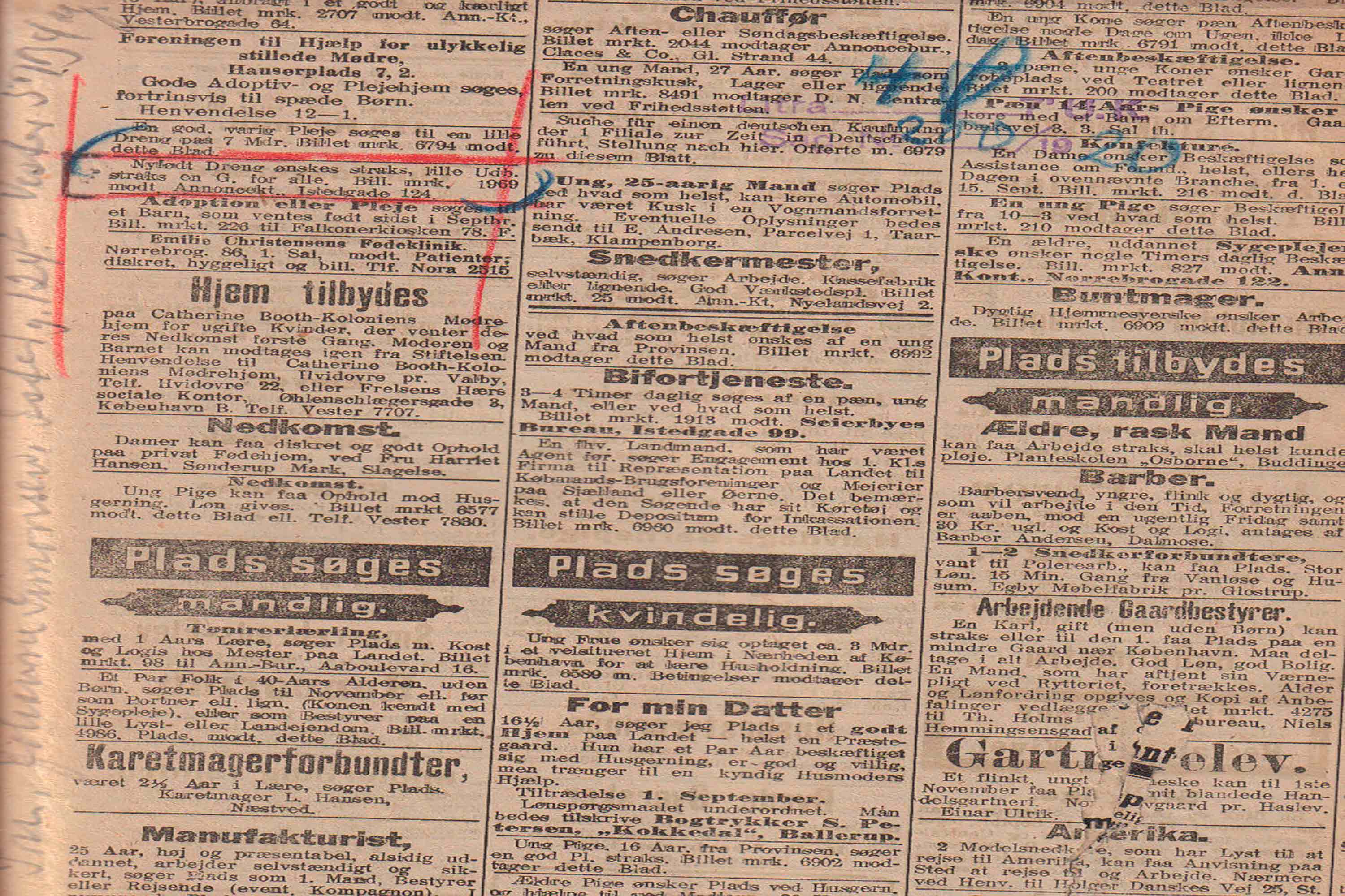Dagmar Overbye, sidste indrykkede annonce, aftenposten 1920